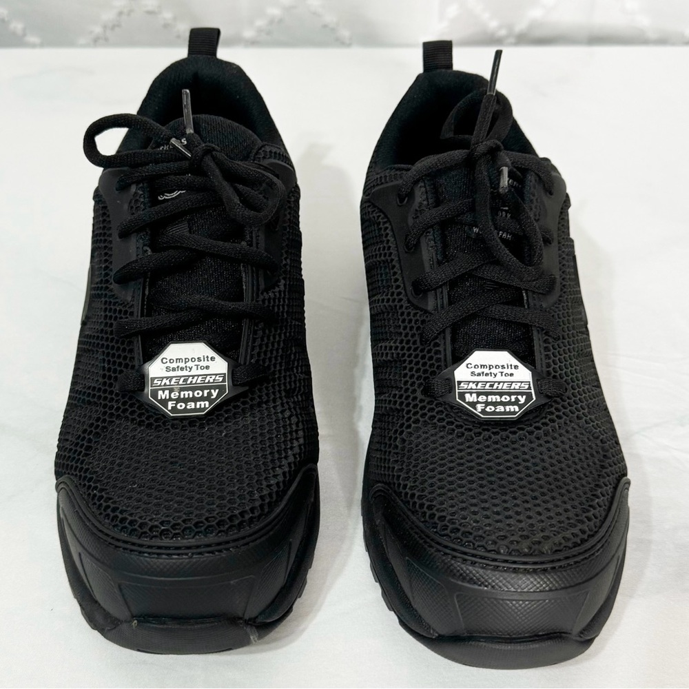 🥈 537. Sketchers Womens 9.5 Work Utility Composite Toe Memory Foam Black Shoes - Picture 3 of 12